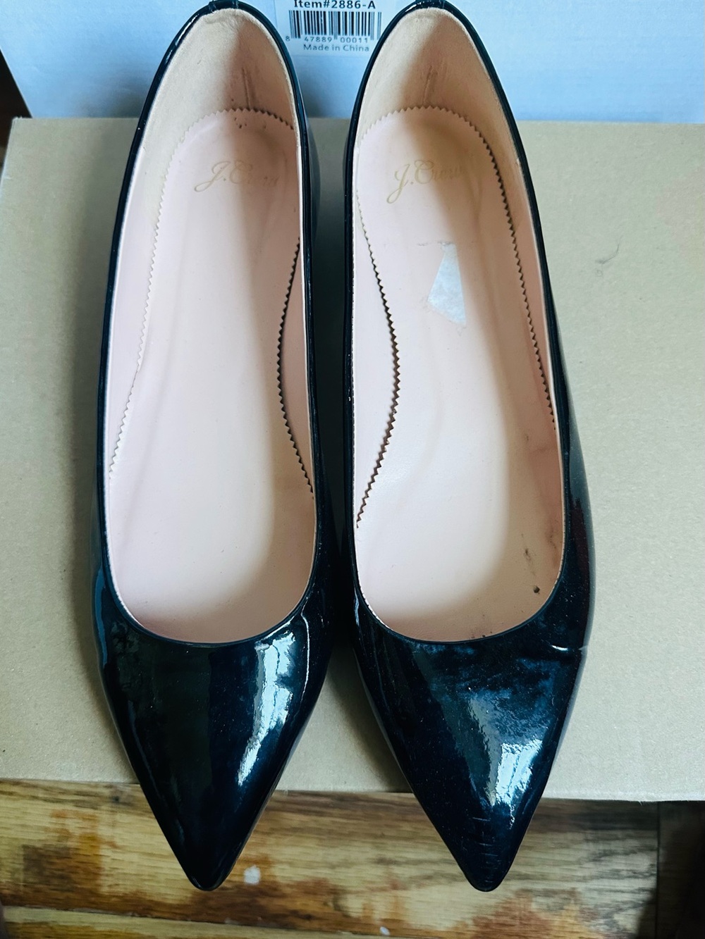 I. Crew Black Patent Pointed Toe Women's Flats by J. Crew - Picture 4 of 5